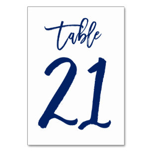 Chic Hand Letted Tischnummer Navy   Tabelle 21