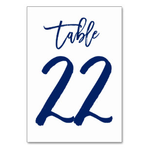 Chic Hand Letted Tischnummer Navy   Tabelle 22
