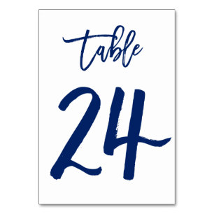 Chic Hand Letted Tischnummer Navy   Tabelle 24