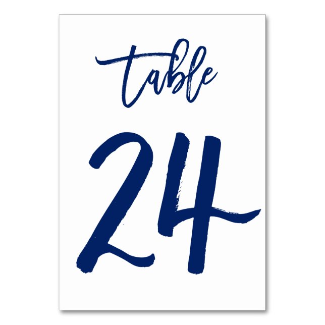 Chic Hand Letted Tischnummer Navy | Tabelle 24 (Vorderseite)