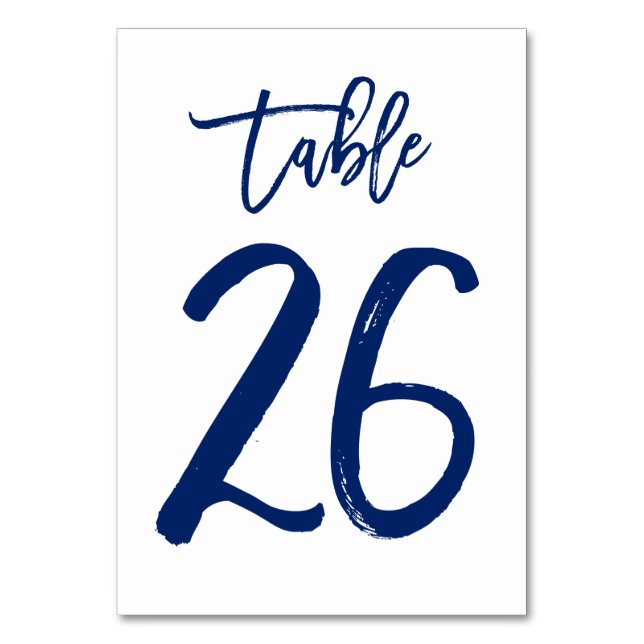 Chic Hand Letted Tischnummer Navy | Tabelle 26 (Vorderseite)