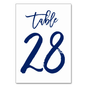 Chic Hand Letted Tischnummer Navy   Tabelle 28