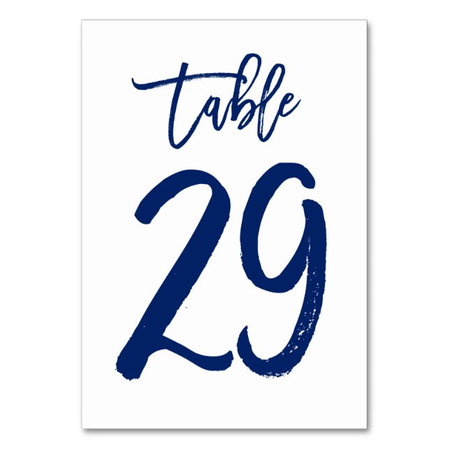 Chic Hand Letted Tischnummer Navy | Tabelle 29 (Vorderseite)