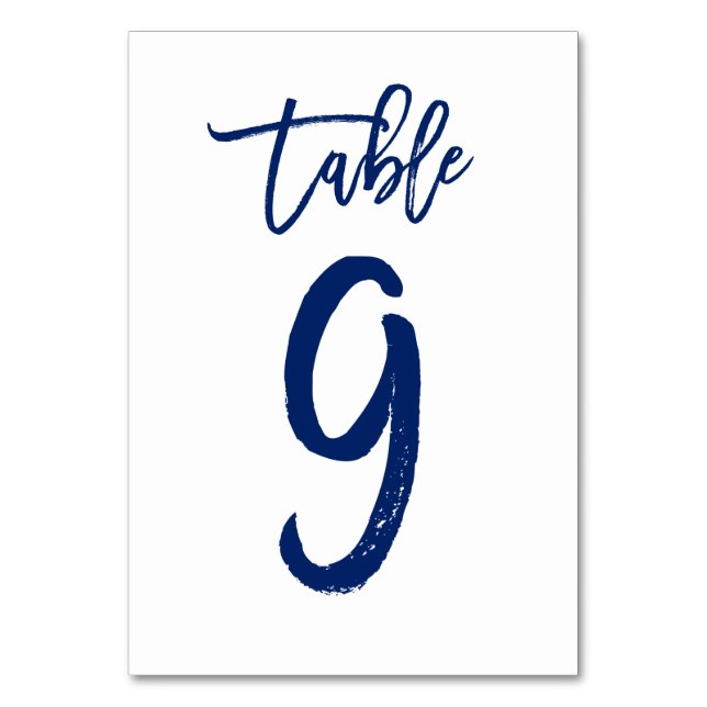 Chic Hand Letted Tischnummer Navy | Tabelle 9 (Vorderseite)