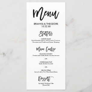 Chic Hand Letted Wedding Menu Menükarte