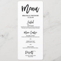 Chic Hand Letted Wedding Menu