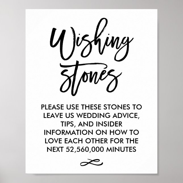 Chic Hand Letted Wedding Wishing Stones Sign Poster (Vorne)