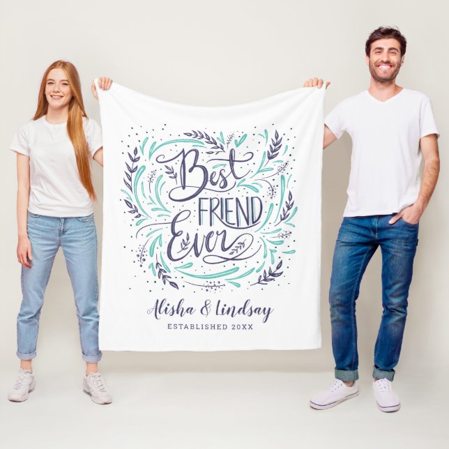 Chic Hand Letter Bester Freund je Personalisiert Fleecedecke (Beispiel)