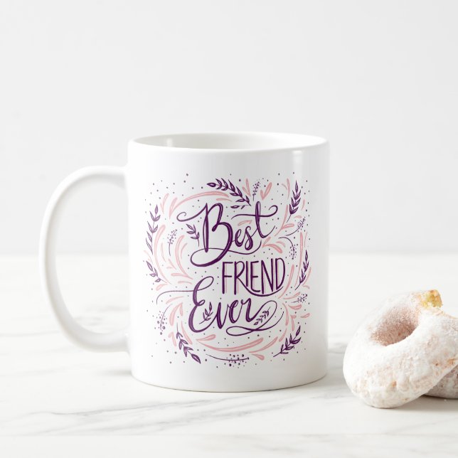 Chic Hand Letter Bester Freund je Personalisiert Kaffeetasse (Mit Donut)