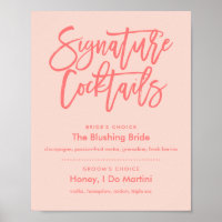 Chic Hand Letter Cocktails Menü für Korallensignat