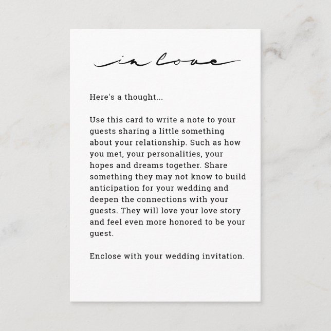 Chic Hand Letter "In Liebe" Umschließkarte Begleitkarte (Vorderseite)