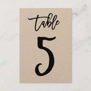Chic Hand Letter Kraft Tischnummer Card   Tabelle 