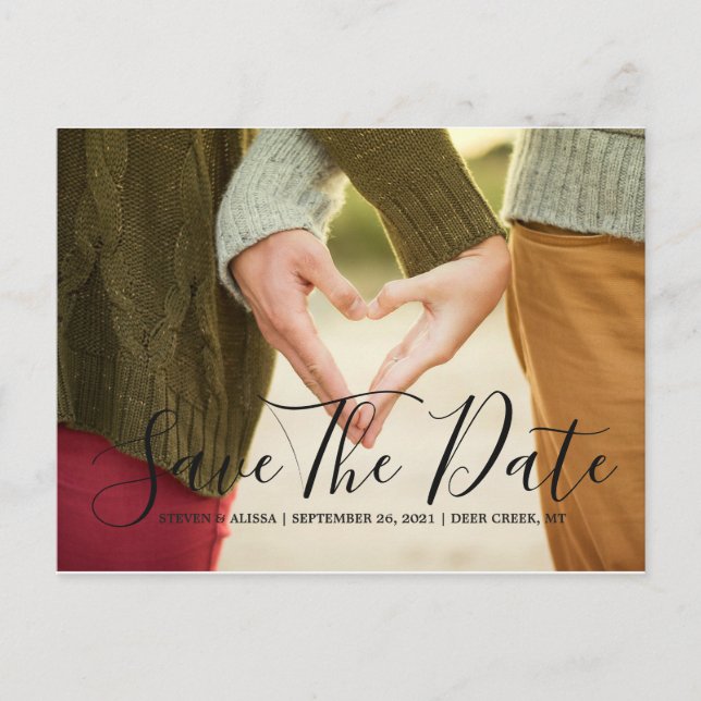 Chic Hand Letter Save the Date Einladungspostkarte (Vorderseite)