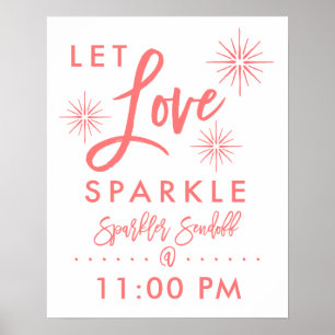 Chic Hand Letter Sparkler Sendoff-Zeichen   Korall Poster