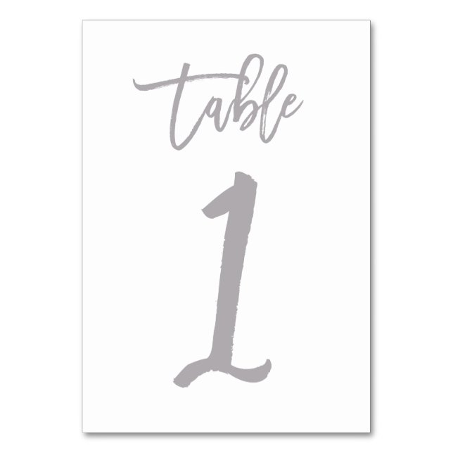 Chic Hand Letter Tischnummer Silver | Tabelle 1 (Vorderseite)