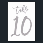 Chic Hand Letter Tischnummer Silver | Tabelle 10<br><div class="desc">Moderne Tischnummern.</div>