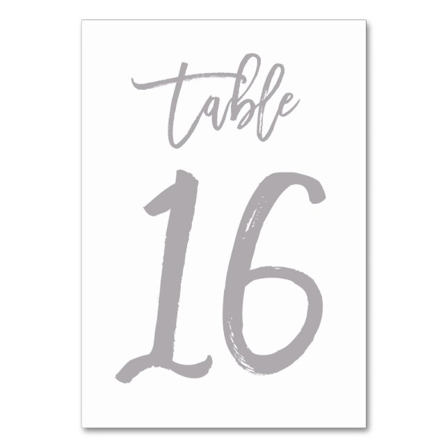 Chic Hand Letter Tischnummer Silver | Tabelle 16 (Vorderseite)