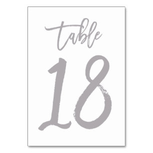 Chic Hand Letter Tischnummer Silver   Tabelle 18