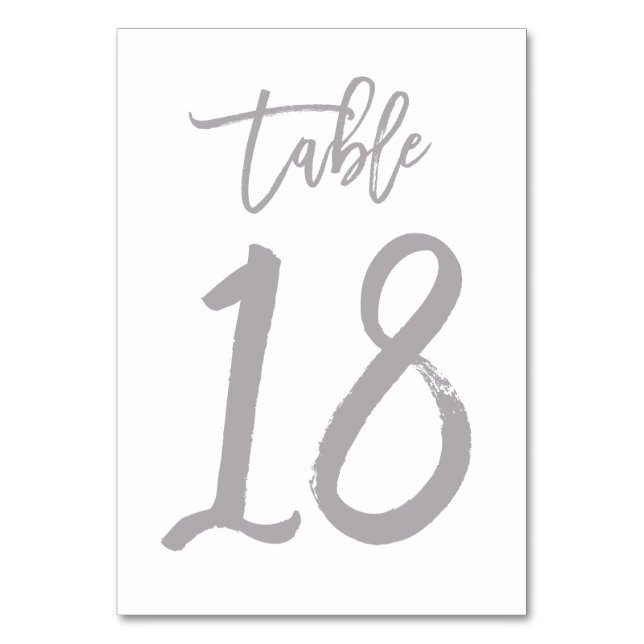 Chic Hand Letter Tischnummer Silver | Tabelle 18 (Vorderseite)