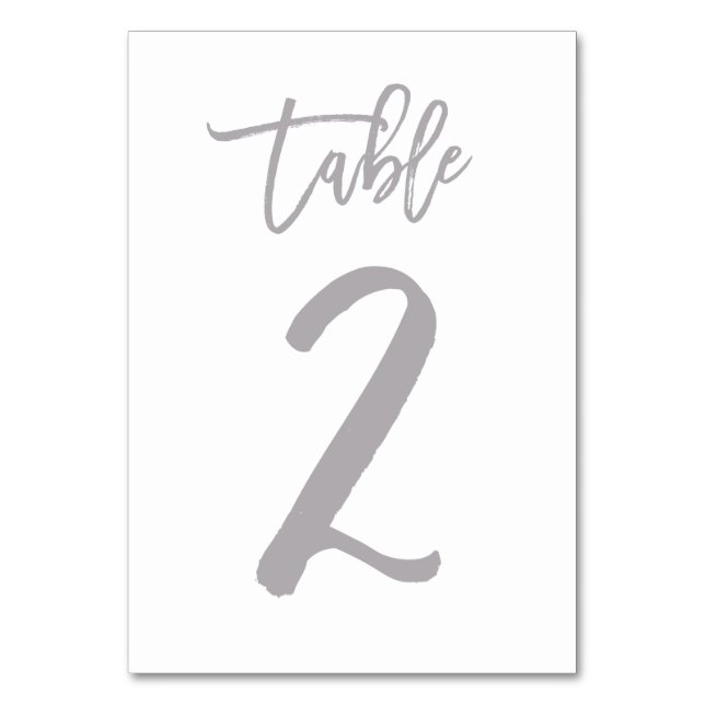 Chic Hand Letter Tischnummer Silver | Tabelle 2 (Vorderseite)