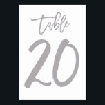 Chic Hand Letter Tischnummer Silver | Tabelle 20<br><div class="desc">Moderne Tischnummern.</div>