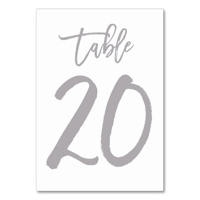 Chic Hand Letter Tischnummer Silver | Tabelle 20 (Vorderseite)