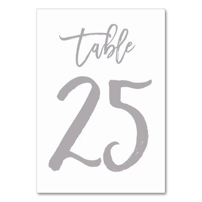 Chic Hand Letter Tischnummer Silver | Tabelle 25 (Vorderseite)