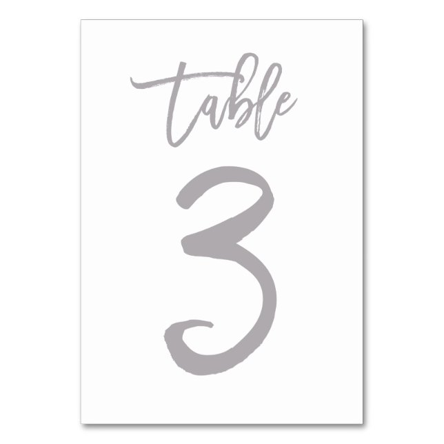 Chic Hand Letter Tischnummer Silver | Tabelle 3 (Vorderseite)