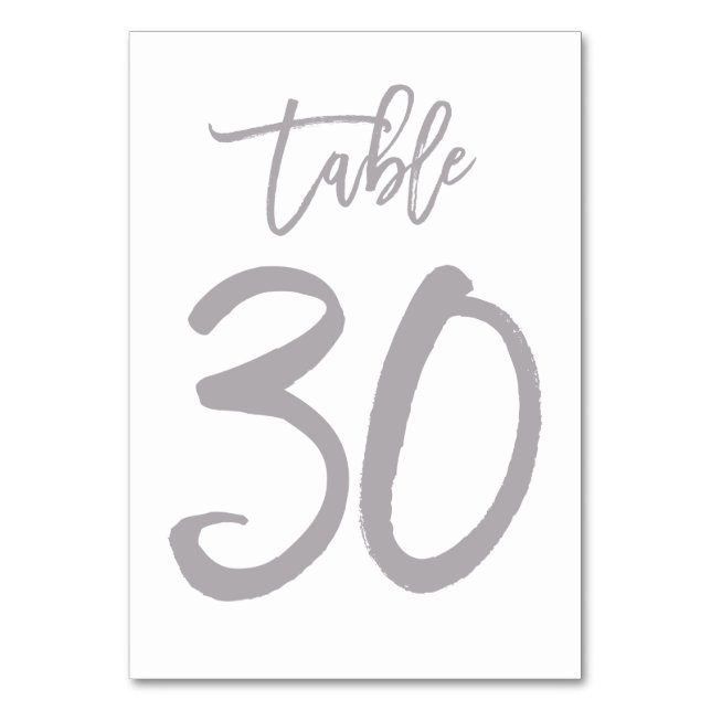 Chic Hand Letter Tischnummer Silver | Tabelle 30 (Vorderseite)