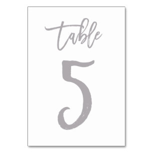 Chic Hand Letter Tischnummer Silver   Tabelle 5