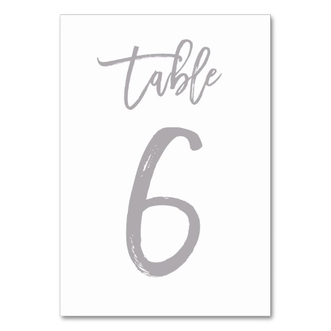 Chic Hand Letter Tischnummer Silver | Tabelle 6 (Vorderseite)