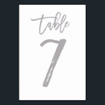 Chic Hand Letter Tischnummer Silver | Tabelle 7<br><div class="desc">Moderne Tischnummern.</div>