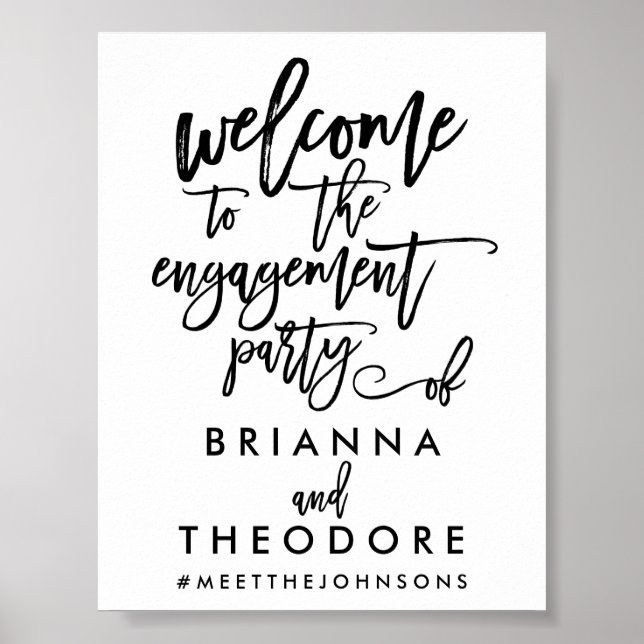 Chic Hand Letter Verlobung Willkommenszeichen Poster (Vorne)