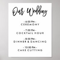 Chic Hand Letter Wedding Day of Schedule Poster