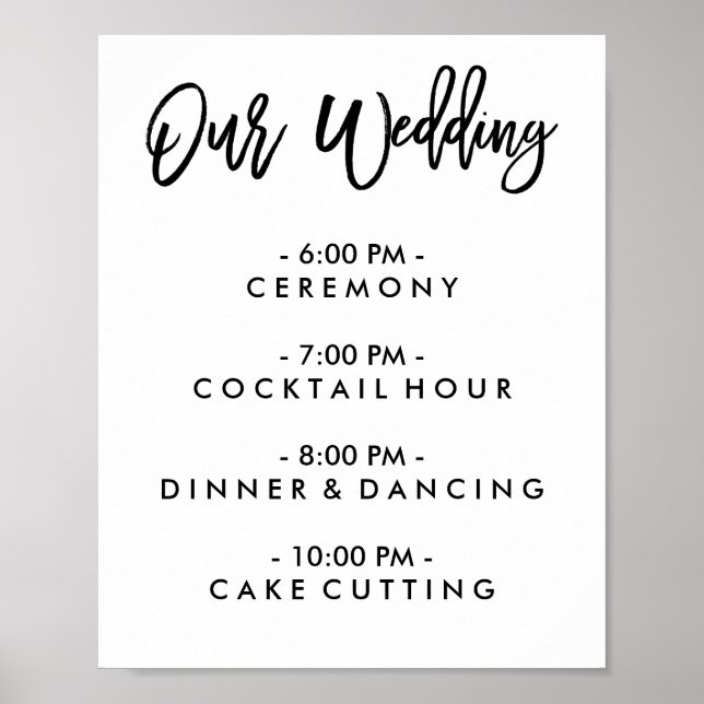 Chic Hand Letter Wedding Day of Schedule Poster (Vorne)