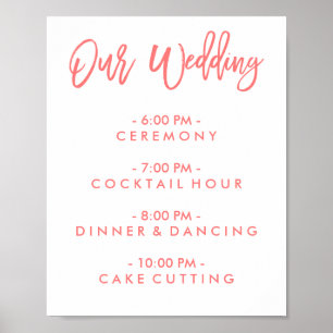 Chic Hand Letter Wedding Day of Schedule Poster