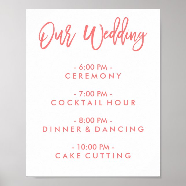 Chic Hand Letter Wedding Day of Schedule Poster (Vorne)