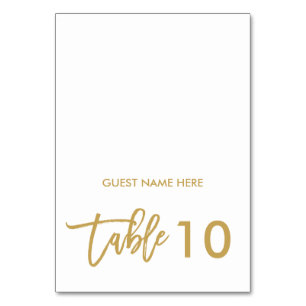 Chic Hand Letter Wedding Escort Platzkarte Gold Tischnummer