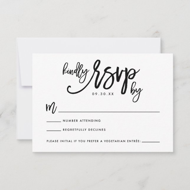 Chic Hand Letter Wedding RSVP Card (Vorderseite)