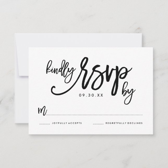 Chic Hand Letter Wedding RSVP Card Karte (Vorderseite)