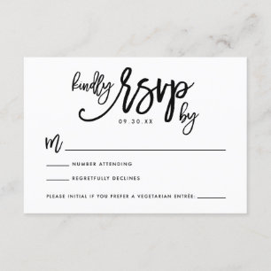 Chic Hand Letter Wedding RSVP Card Karte