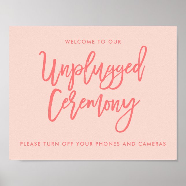 Chic Hand Letter Wedding Unplugged Zeremony Sign Poster (Vorne)