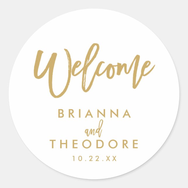 Chic Hand Letter Wedding Welcome Sticker (Vorderseite)