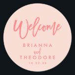 Chic Hand Letter Wedding Welcome Sticker | Koralle<br><div class="desc">Begrüßungsaufkleber</div>