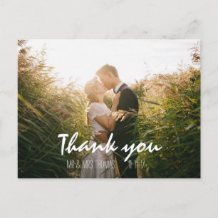 Chic Hand Letter Wedtered Dankeschön Postcard Postkarte