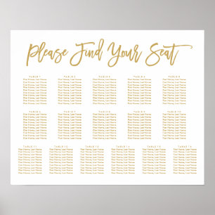 Chic Hand Lettered Chart Gold 16 Tische Poster
