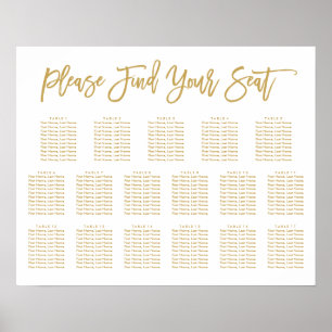 Chic Hand Lettered Chart Gold 17 Tische Poster