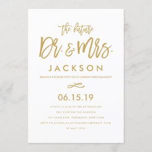 Chic Hand Lettered Dr. & Mrs. Engagement Party Einladung