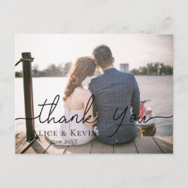 Chic Hand Lettered Foto Wedding Dankeschön Card Postkarte