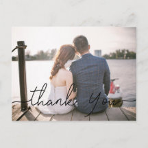 Chic Hand Lettered Foto Wedding Dankeschön Card